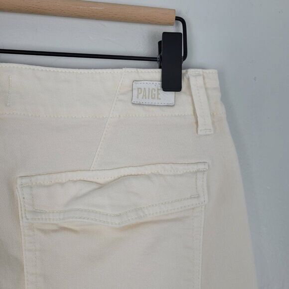 Paige Mayslie Jogger Ankle Zip Stretch Pants Quartz Sand Ivory Size 27 - Picture 10 of 12
